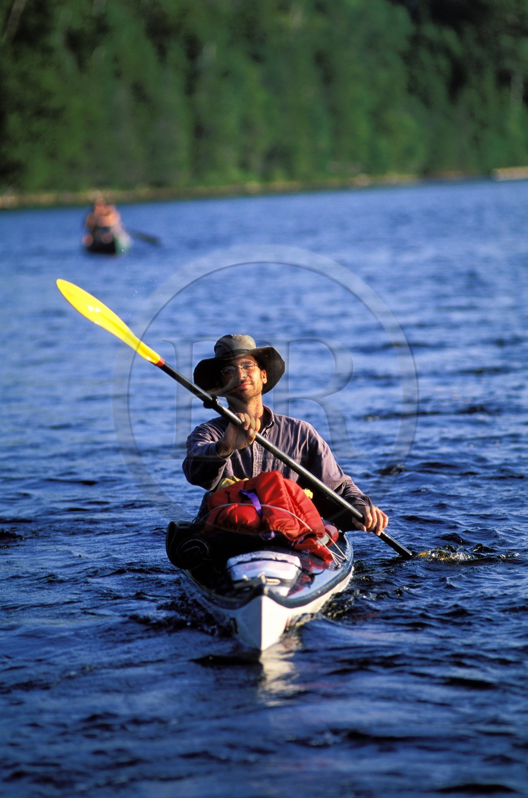 Canada, Quebec Province, La Verendrye Wildlife Reserve, sea kayaks on the lake Victoria