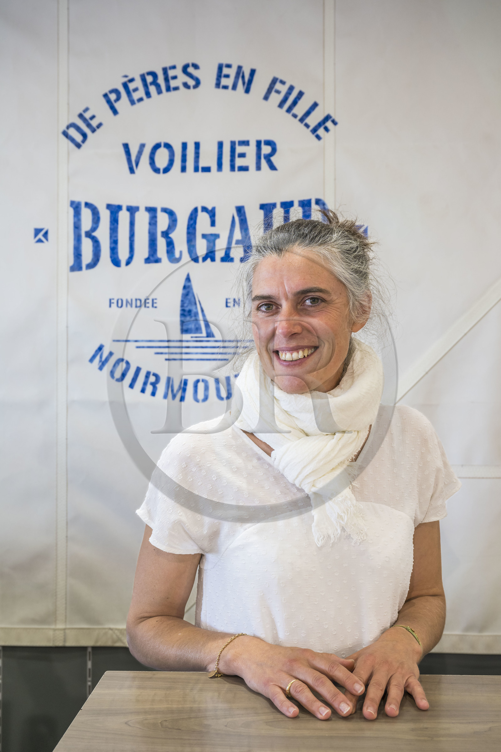France, Vendée (85), Ile de Noirmoutier, Noirmoutier-en-l'Ile,  la voilerie Burgaud labellisée EPV Entreprise du Patrimoine Vivant, dirigée par Delphine Burgaud