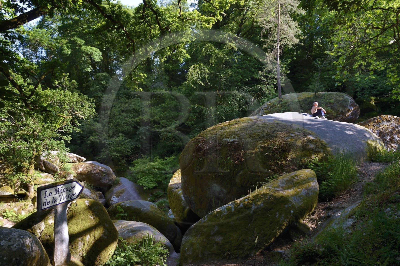 France, Finistere, Parc Naturel Regional d'Armorique (Armorique Natural Regional Park), Huelgoat, granitic chaos of the Huelgoat forest, place called The Virgin household (Le Menage de la Vierge)