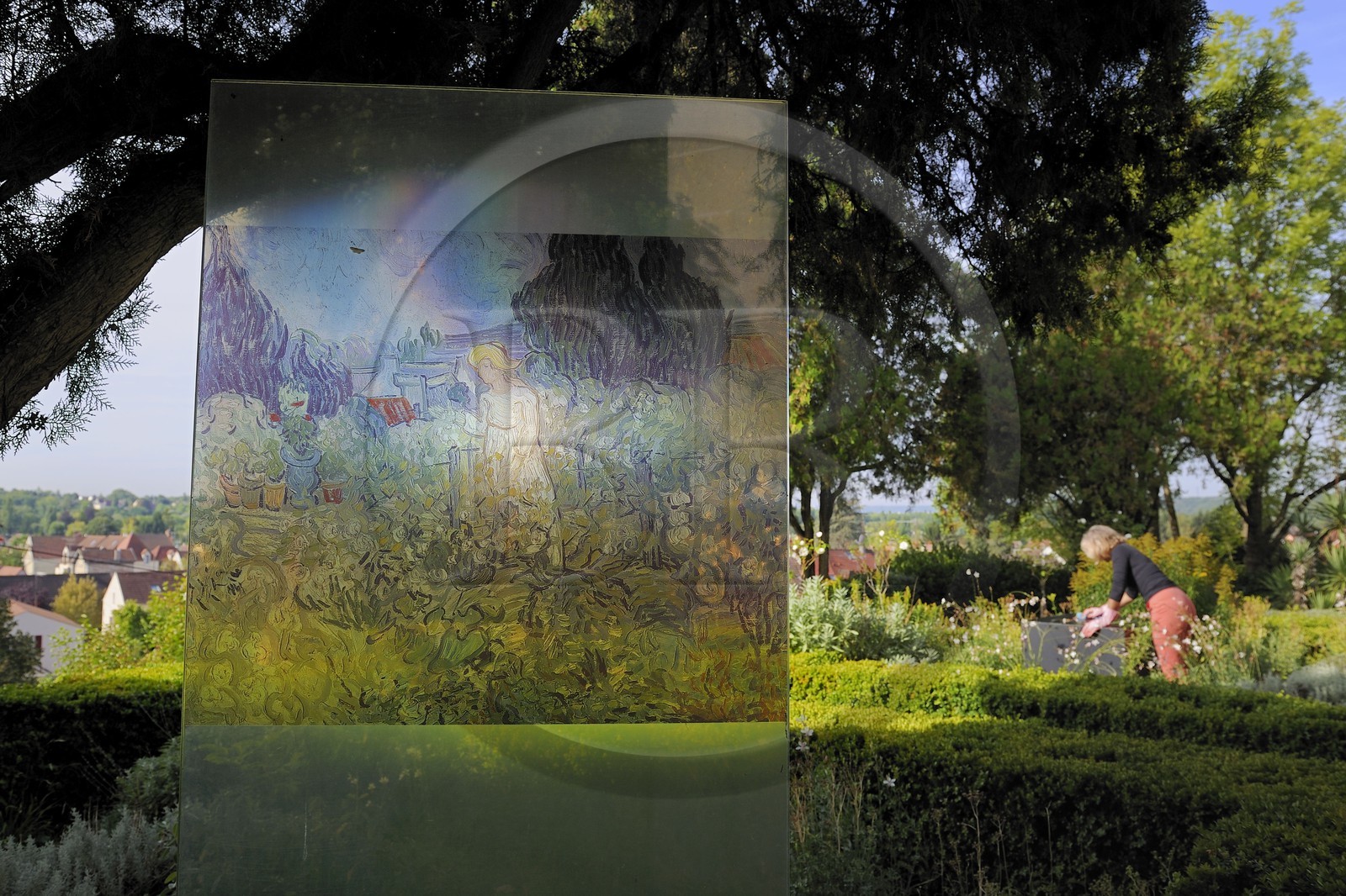 France, Val-d'Oise (95), parc naturel régional du Vexin français, Auvers-sur-Oise, reproduction de Van Gogh, jardin de la maison du docteur Gachet