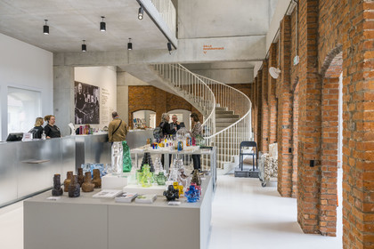 France, Moselle, Meisenthal, the shop of the Centre international d'Art verrier (CIAV) (international glass centre)