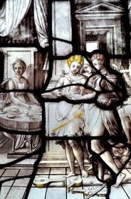 France, Oise (60), Chantilly, un vitrail du château