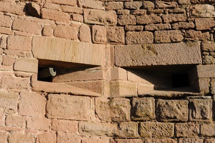 France, Bas Rhin, Orschwiller, Alsace Wine Road, Haut Koenigsbourg Castle, embrasure