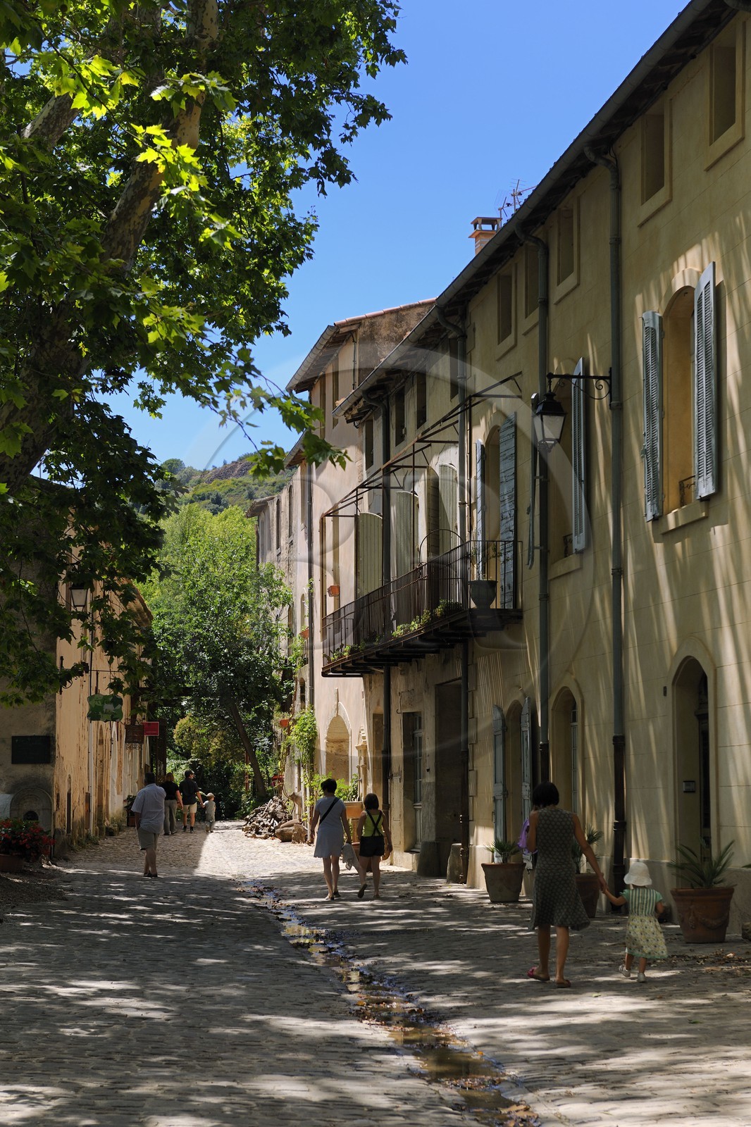 France, Hérault (34), Villeneuvette, ancienne manufacture royale, la Grand-Rue et ses batiments du 17ème siècle
