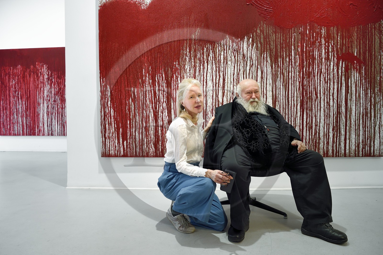 France, Paris (75), Galerie RX, Hermann Nitsch, artiste contemporain autrichien, cofondateur du mouvement Wiener Aktionismus (Actionnisme viennois)