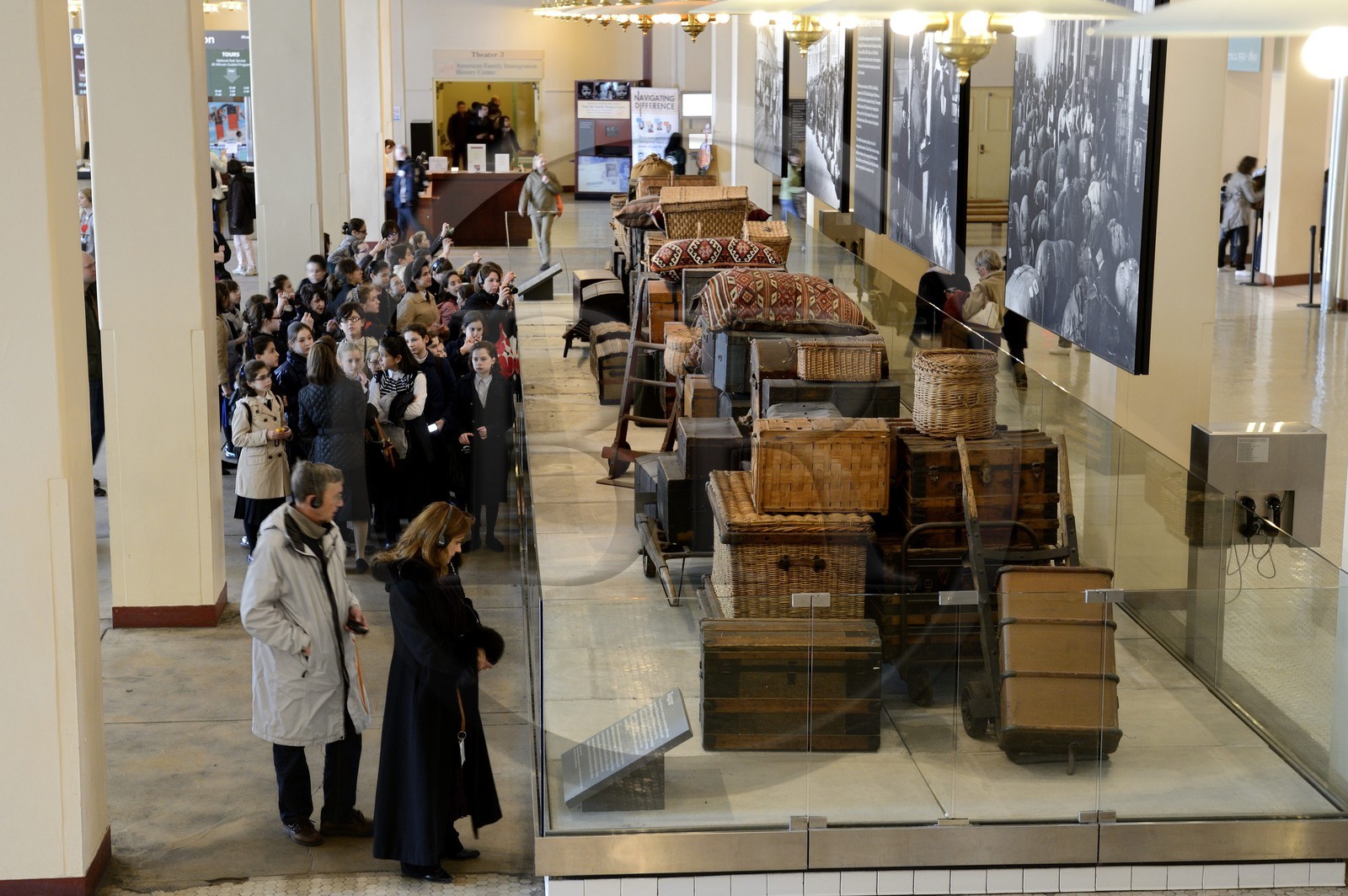 Etats-Unis, New York, Ellis Island, musée national de l'histoire de l'Immigration dans les anciens batiments du centre de réception des immigrés à New York, salle d'arrivée