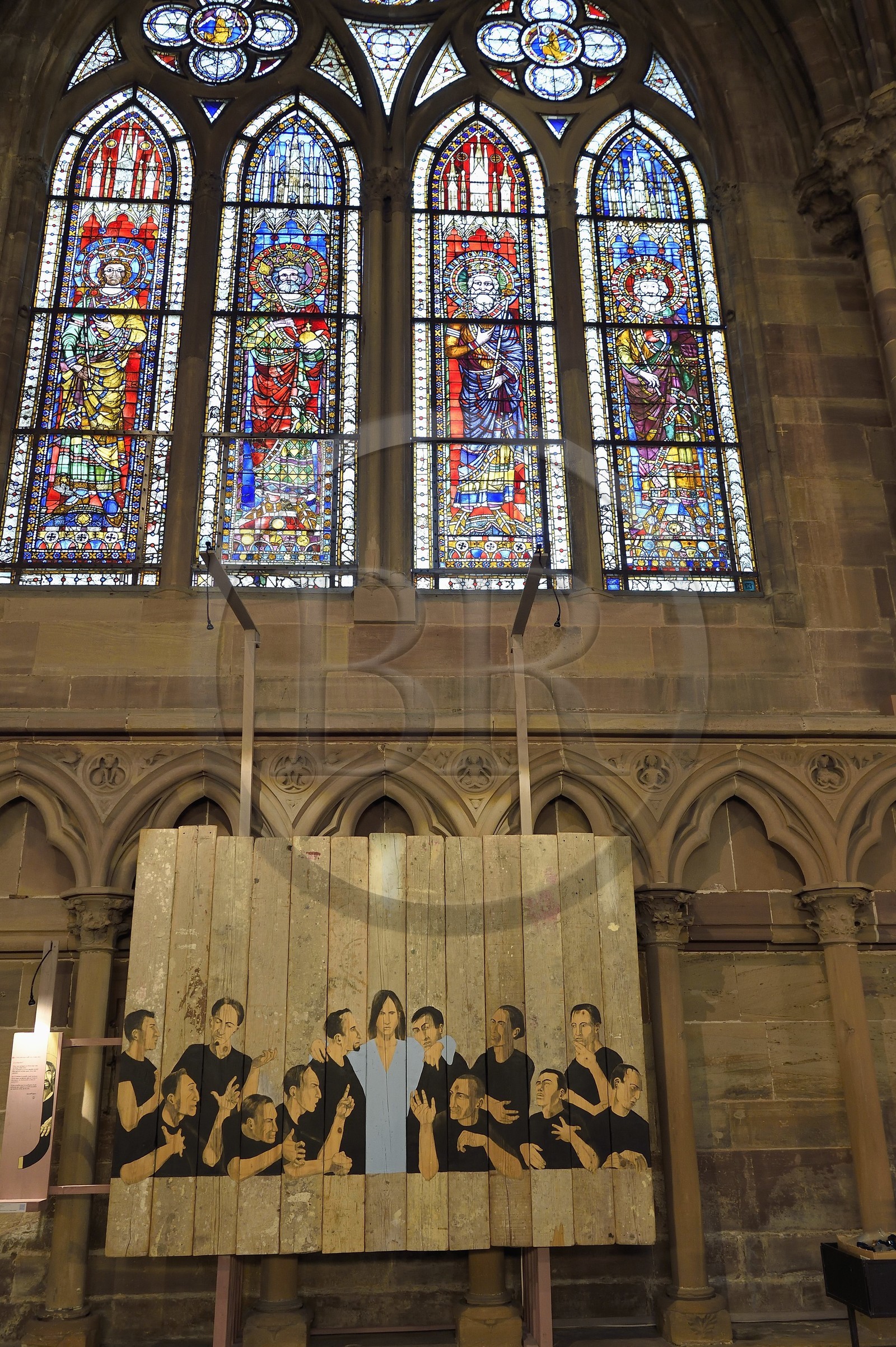 France, Bas Rhin, Strasbourg, old town listed as World Heritage by UNESCO, Notre Dame Cathedral, the Last Supper work of the painter Christoff Baron exposed in the nave