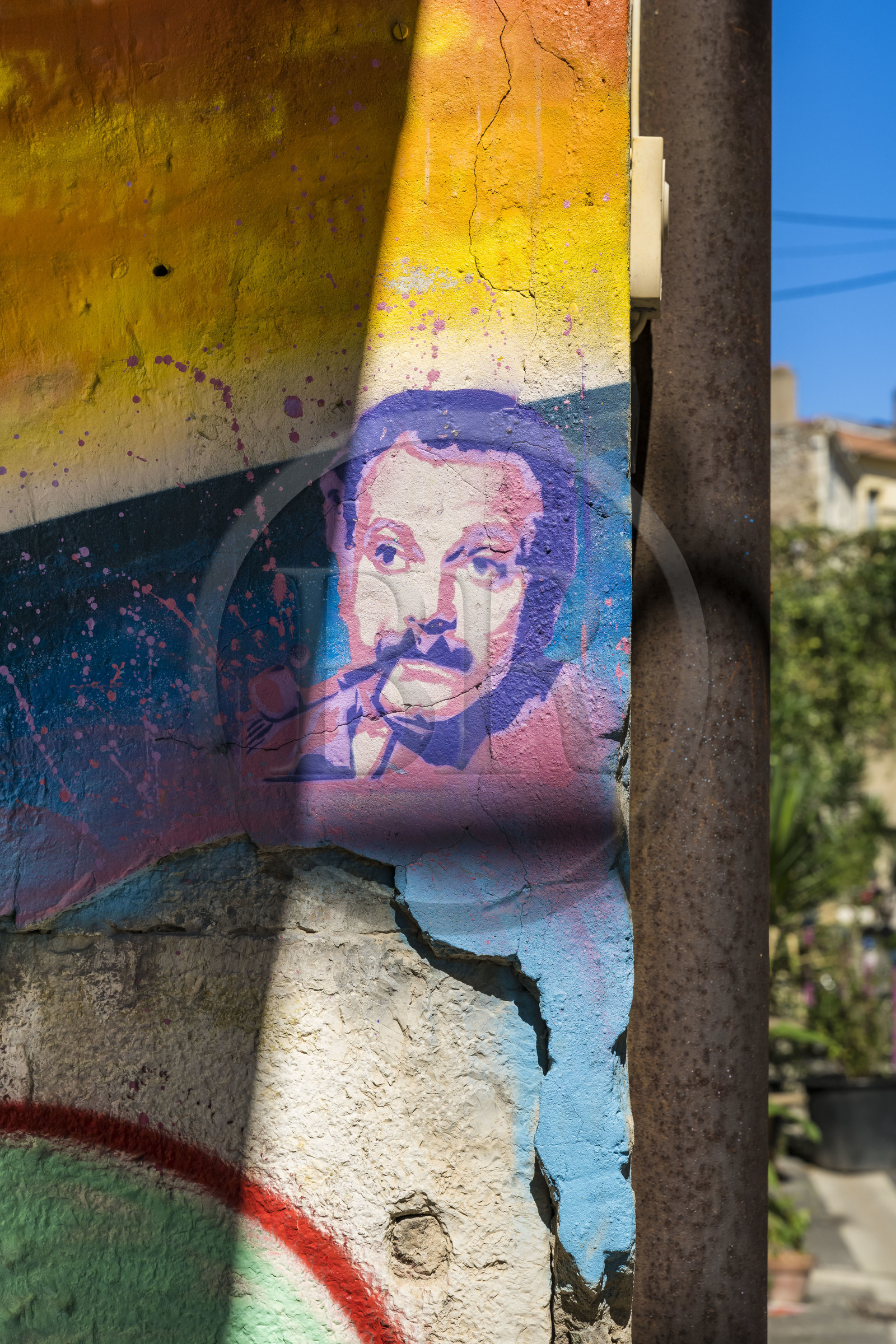 France, Hérault (34), Sète, peinture murale hommage à Georges Brassens dans la rue de Tunis