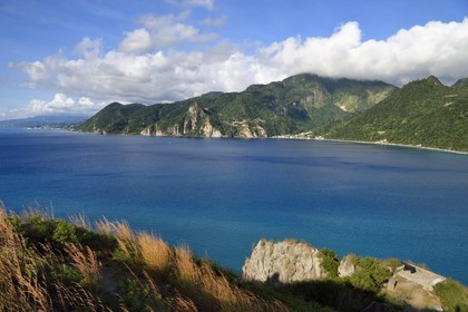 Caribbean, Dominica Island, Soufriere Bay seen from the Cachacrou Peninsula at Scotts Head