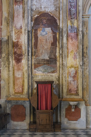 Italie, Ligurie, Cinque Terre, parc national des Cinque Terre classé Patrimoine Mondial de l'UNESCO, village de Monterosso al Mare, confessional dans l'église du sanctuaire de Nostra Signora de Soviore