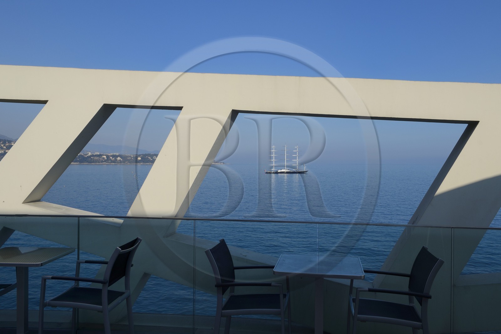 Principality of Monaco, Monaco, Monte-Carlo, view of the harbor from the terrace of NI BOX