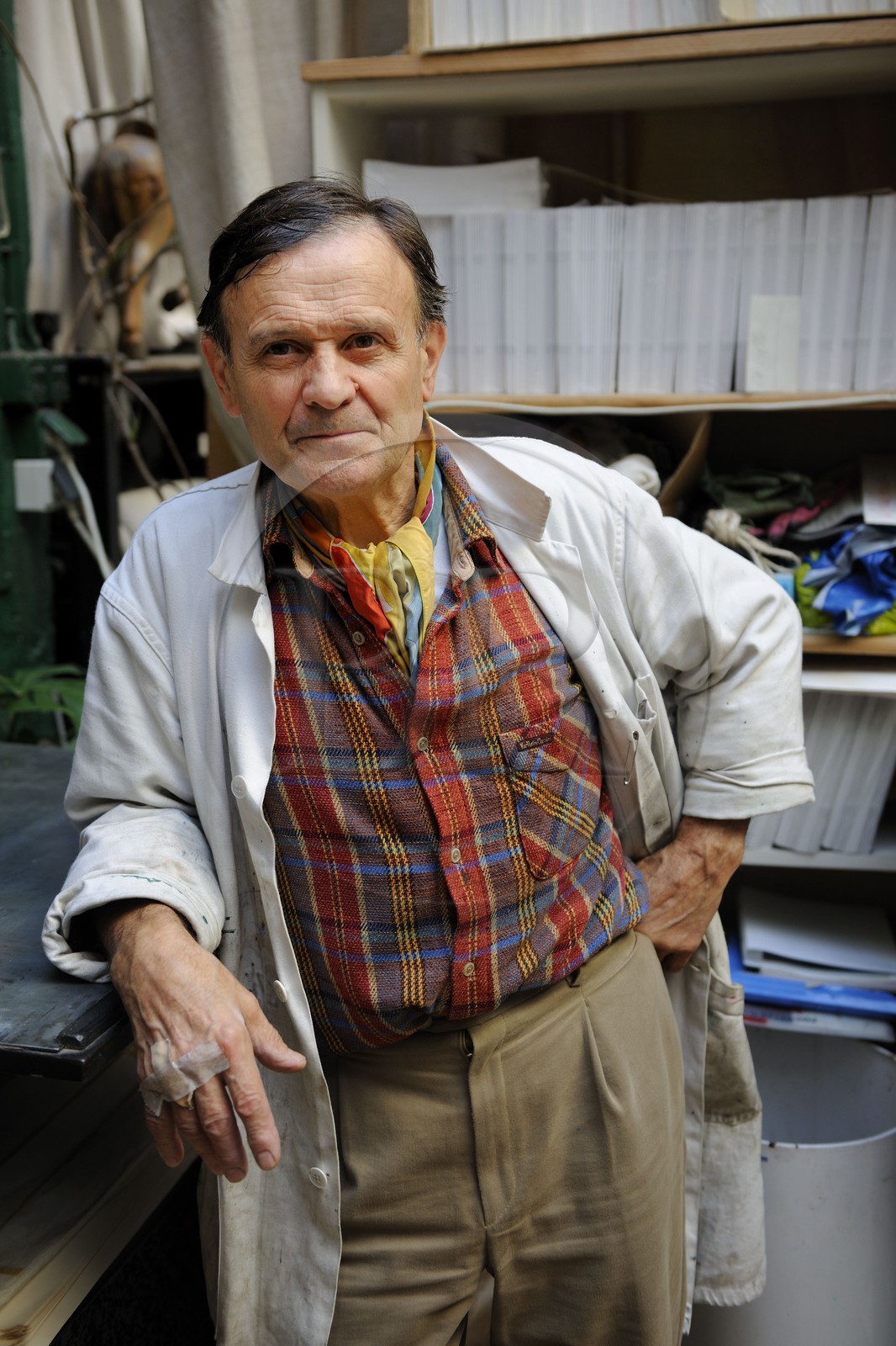 France, Paris (75), la Butte Montmartre, atelier d'art Lepic de l'artiste peintre-graveur Henri Landier