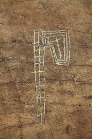 France, Alpes-Maritimes (06), parc national du Mercantour, Vallée des Merveilles, gravure d'une hache probablement d'une époque historique