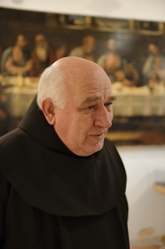 Croatia, Dalmatia, Dalmatian Coast, Franciscan Monastery on the island of Krapanj in front of Sibenik, brother and father John (Ivan Lelas)