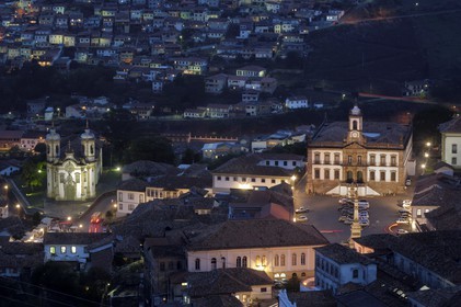 Brazil, Minas Gerais state, Ouro Preto historical center listed as World Heritage by UNESCO, igreja de Sao Francisco de Assis, Saint Francis of Assisi church and Museu da Inconfidencia (Gold Route, Estrada Real)