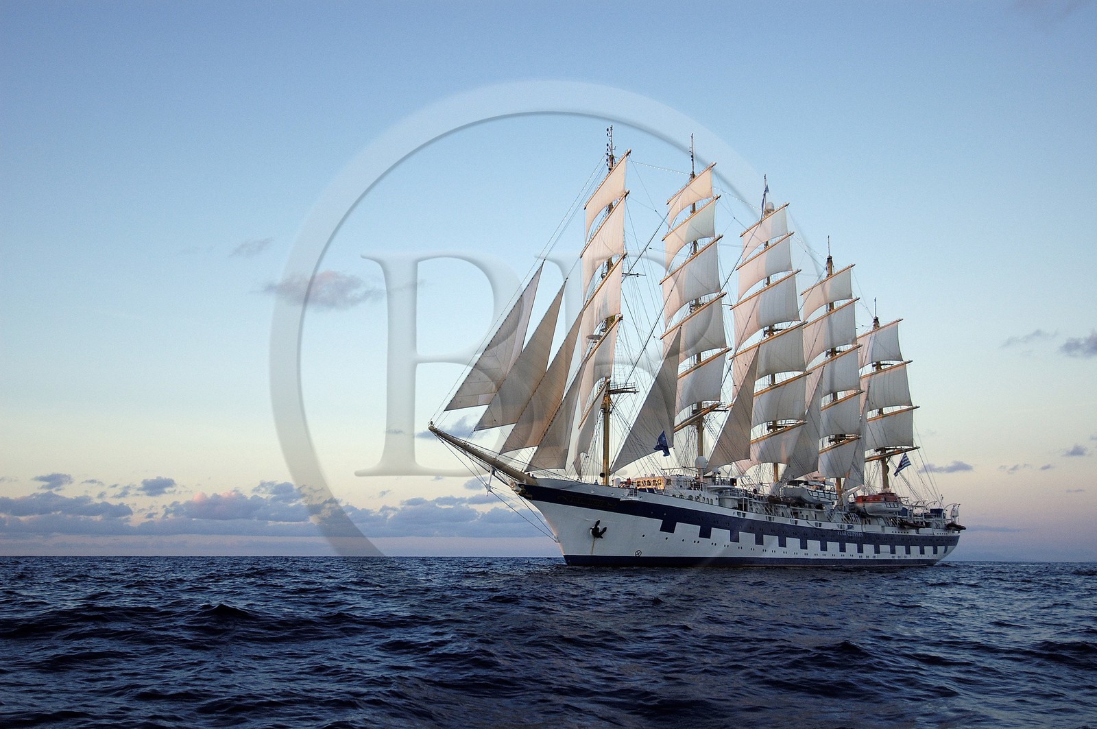 Caribbean sea, the five masted ship SPV Royal Clipper with every sail set