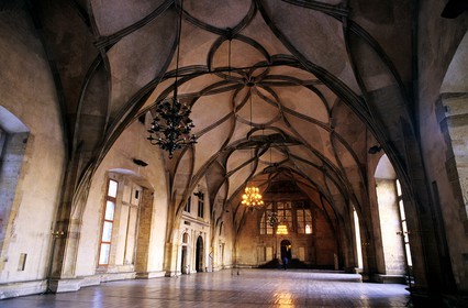 République Tchèque, Prague, le château, la salle Vlasdislav aux voûtes gothiques