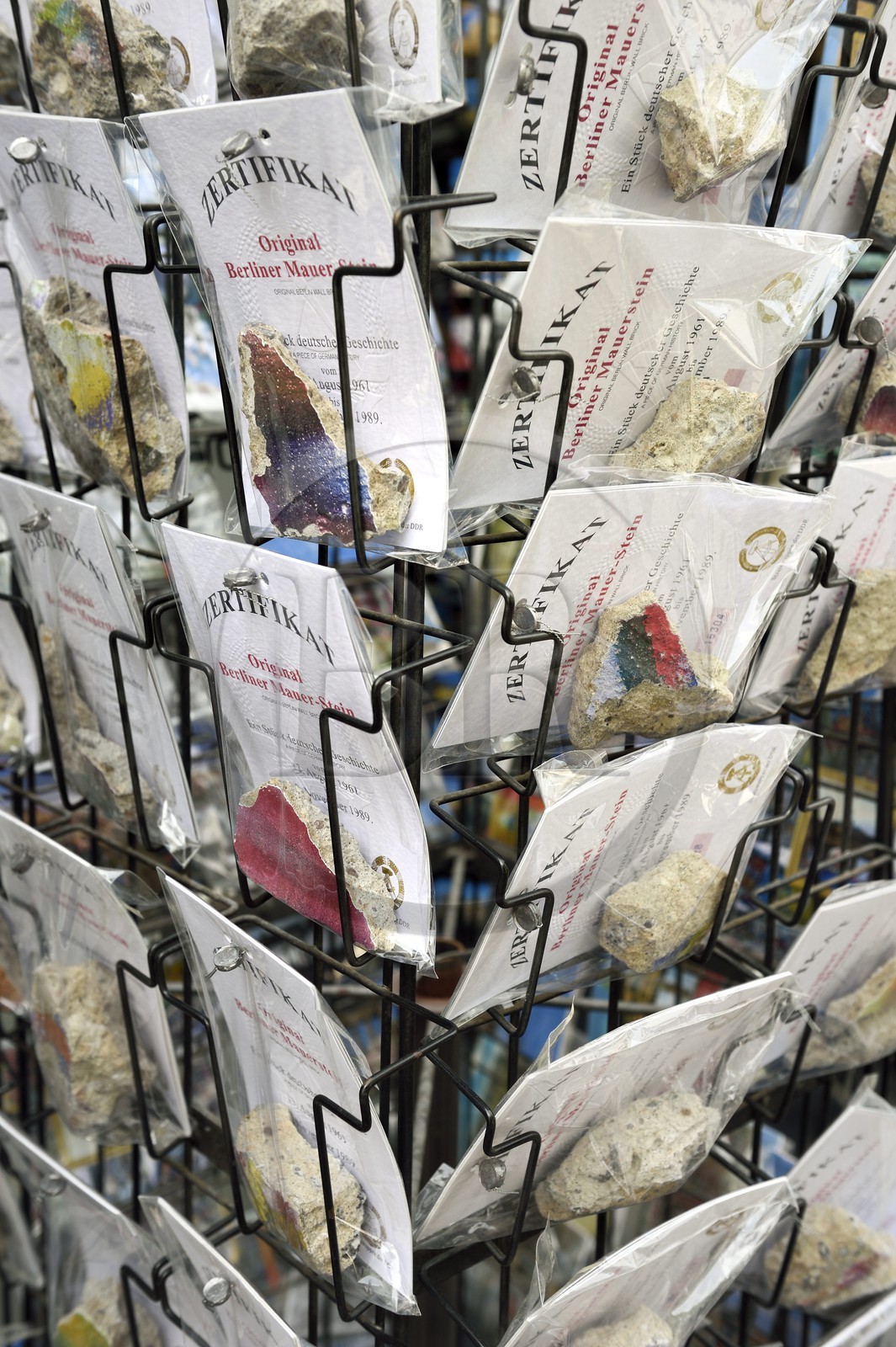 Germany, Berlin, fragments of the Berlin Wall sold as souvenirs