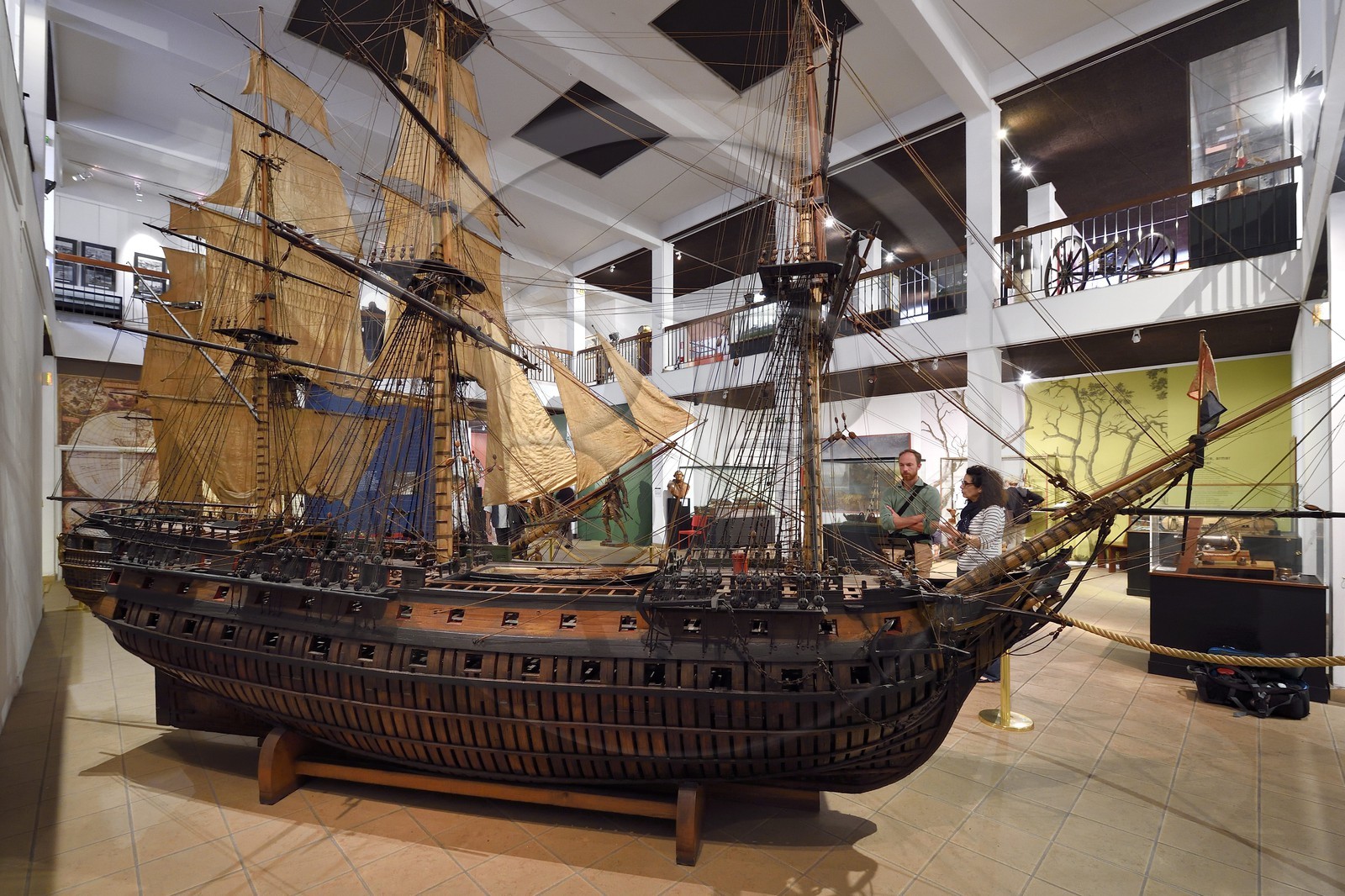 France, Var (83), Toulon, musée national de la Marine, maquette modèle d'instruction au 1 12ème du vaisseau de 74 canons Le Duquesne (1788-1805)