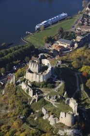 France, Eure (27), Les Andelys, Château-Gaillard, forteresse du XIIe siècle construite par Richard Coeur de Lion (vue aérienne)