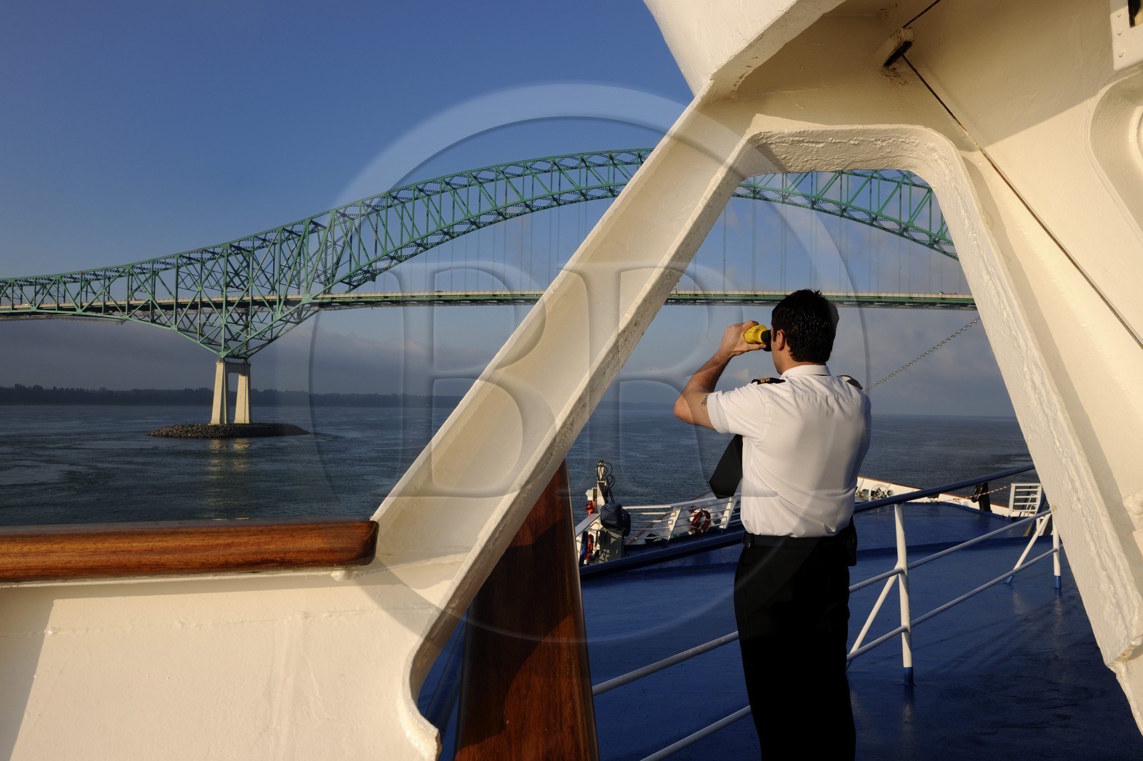 Canada, Quebec Province, bridge over Saint Lawrence River at Trois-Rivieres seen from cruise ship Princess Danae