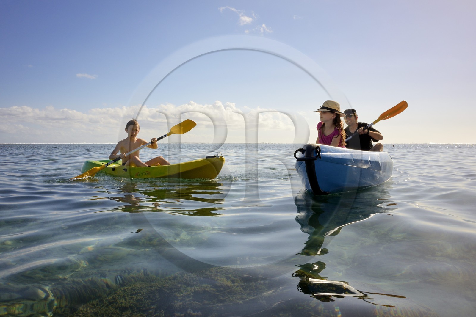 France, Reunion island (French overseas department), West Coast, Saint Gilles Les Bains (town of Saint-Paul), kayak on the coral reef of Ermitage and La Saline Les Bains lagoon