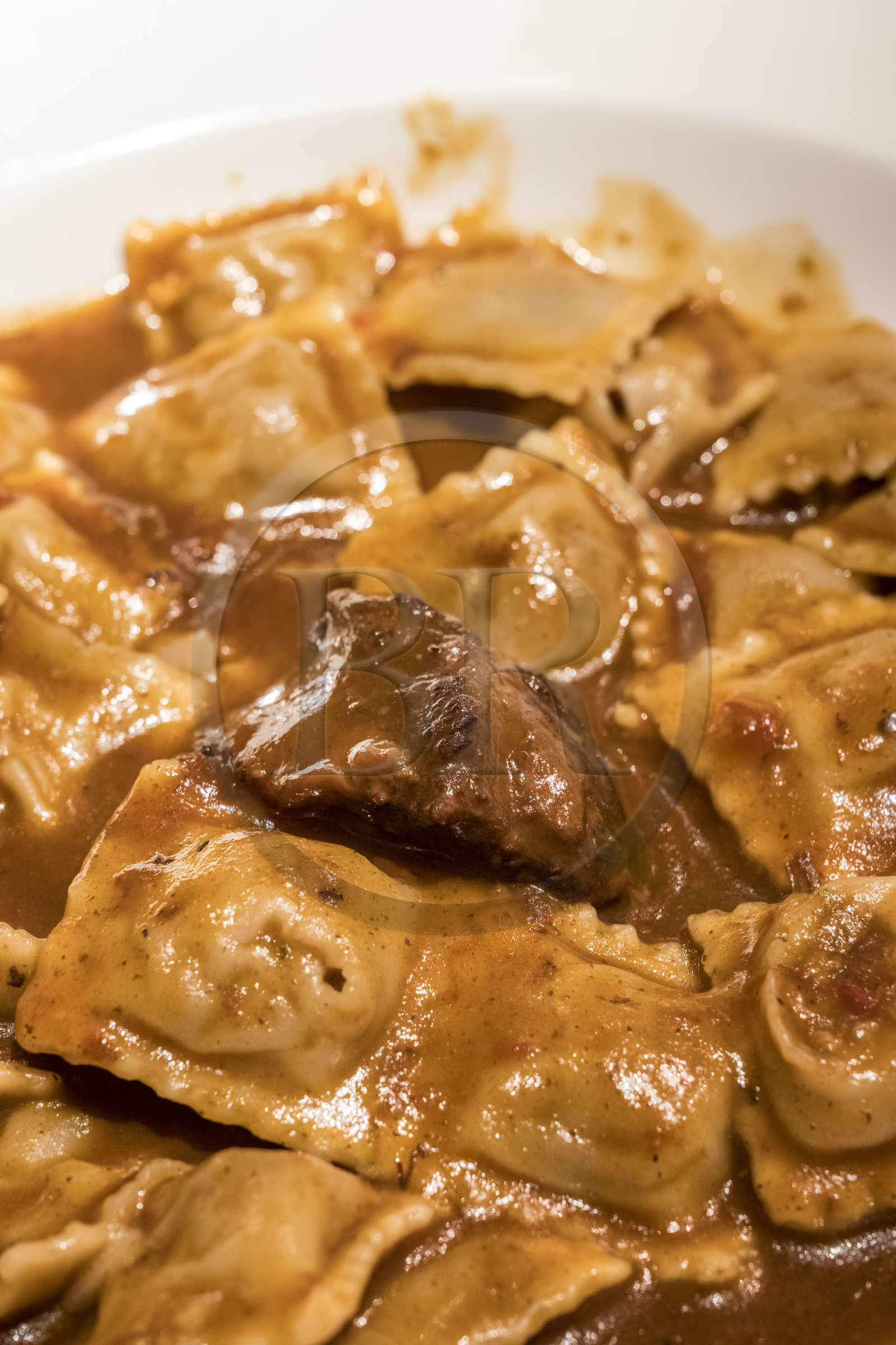 France, Alpes-Maritimes, Nice, old town, Restaurant Acchiardo in Rue Droite, ravioli with stew