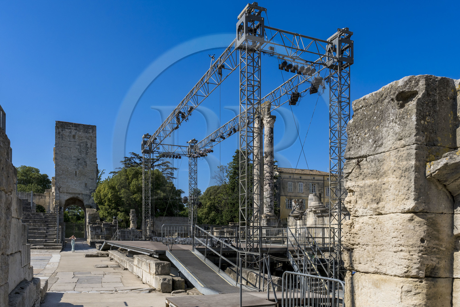 France, Bouches du Rhone, Arles, the ancient theatre of the 1st century BC, listed as World heritage by UNESCO