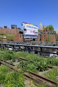 Etats-Unis, New York, Manhattan, Meatpacking district (Gansevoort Market), le High Line Park est une ancienne voie-ferrée aérienne partiellement réhabilitée en parc urbain suspendu