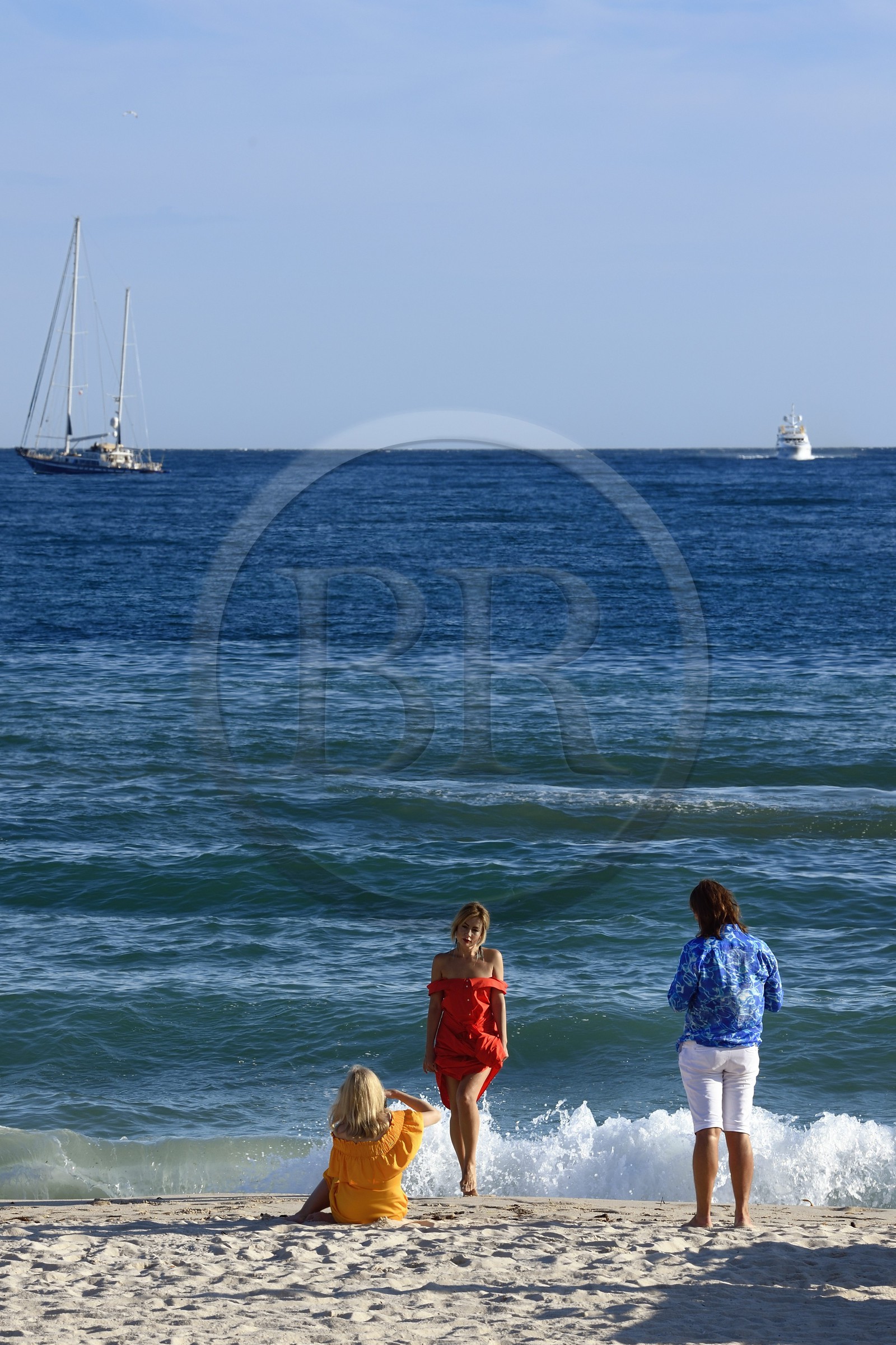 France, Alpes-Maritimes (06), Cannes, plage de la Croisette, scéance de photos