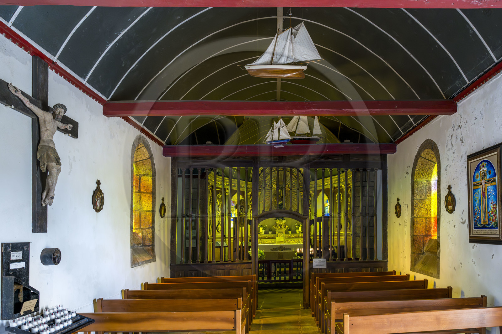 France, Finistère (29), Baie de Morlaix, Carantec, Ile Callot, la chapelle Notre Dame de Callot fondée en l'an 513