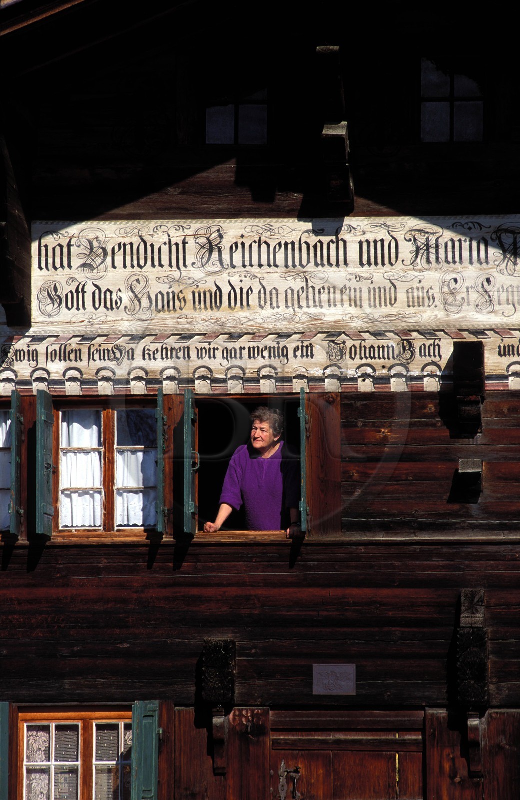 Switzerland, region of Bern (Bernese Oberland), Saanenland, Gstaad, traditional wooden painted farm