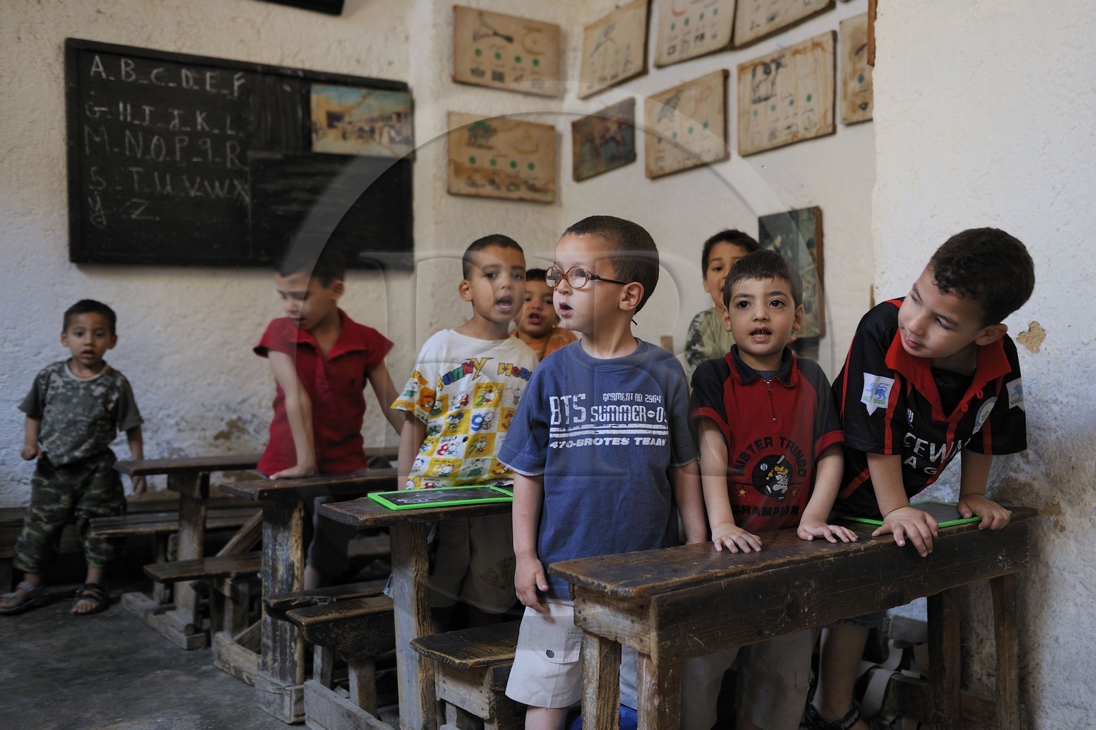 Maroc, Moyen Atlas, Fès, ville impériale, médina classée Patrimoine Mondial de l'UNESCO, Fès el Bali, quartier des Andalous, école primaire