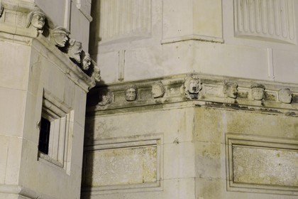 Croatia, Dalmatia, Dalmatian Coast, Sibenik, Saint James Cathedral listed as World Heritage by UNESCO, portraits's frieze