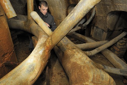 France, Yvelines, Chateau de Versailles, listed as World Heritage by UNESCO, the underground hydraulic system of the fountains, under the Latona Basin