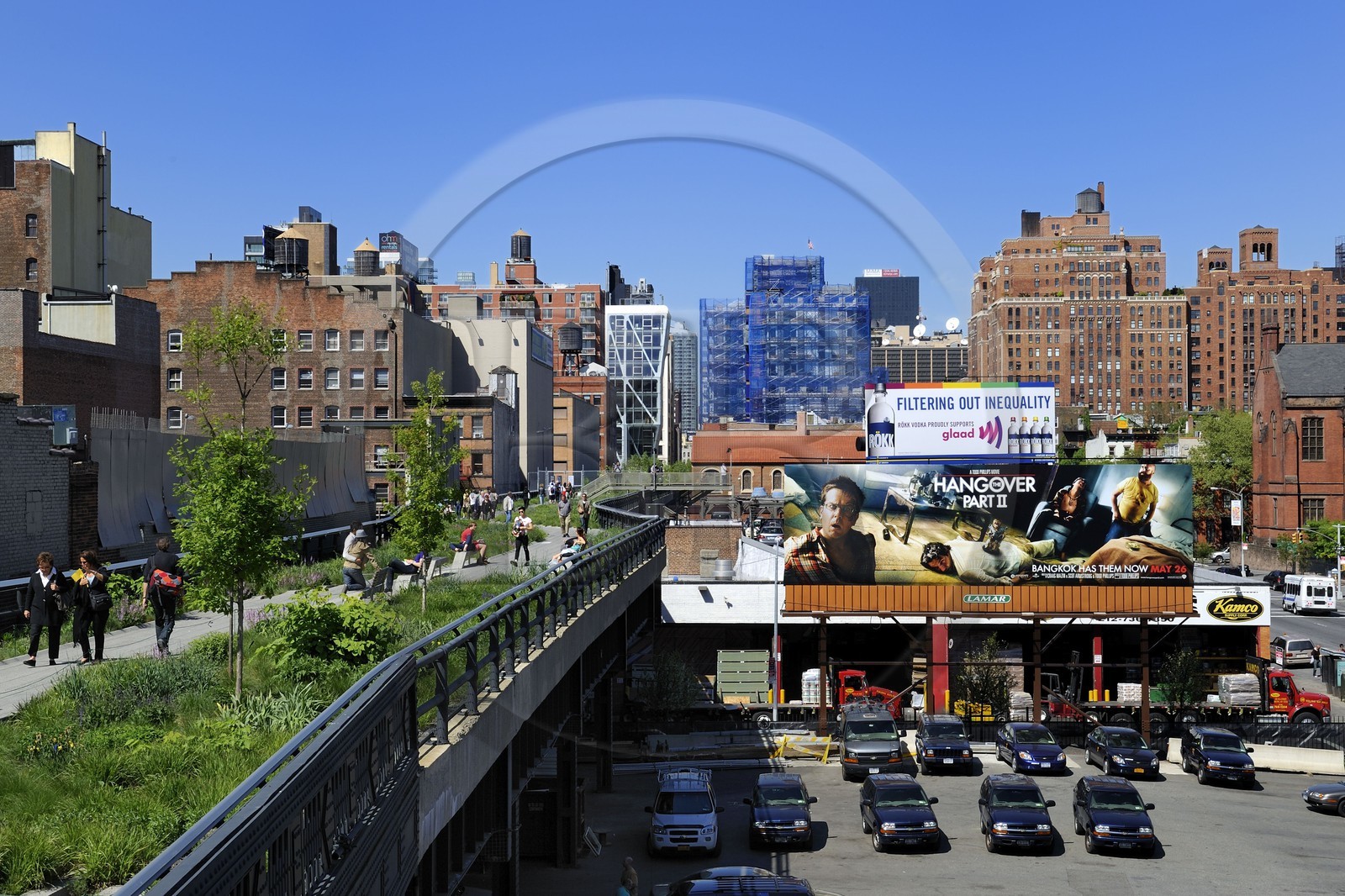 Etats-Unis, New York, Manhattan, Meatpacking district (Gansevoort Market), le High Line Park est une ancienne voie-ferrée aérienne partiellement réhabilitée en parc urbain suspendu