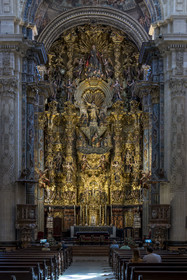 Espagne, Andalousie, Séville, quartier d'Alfalfa, église du Divin Sauveur (Iglesia del Divino Salvador), retable Majeur de style baroque et réalisé par Cayetano de Acosta entre 1770 et 1779, il représente la Transfiguration
