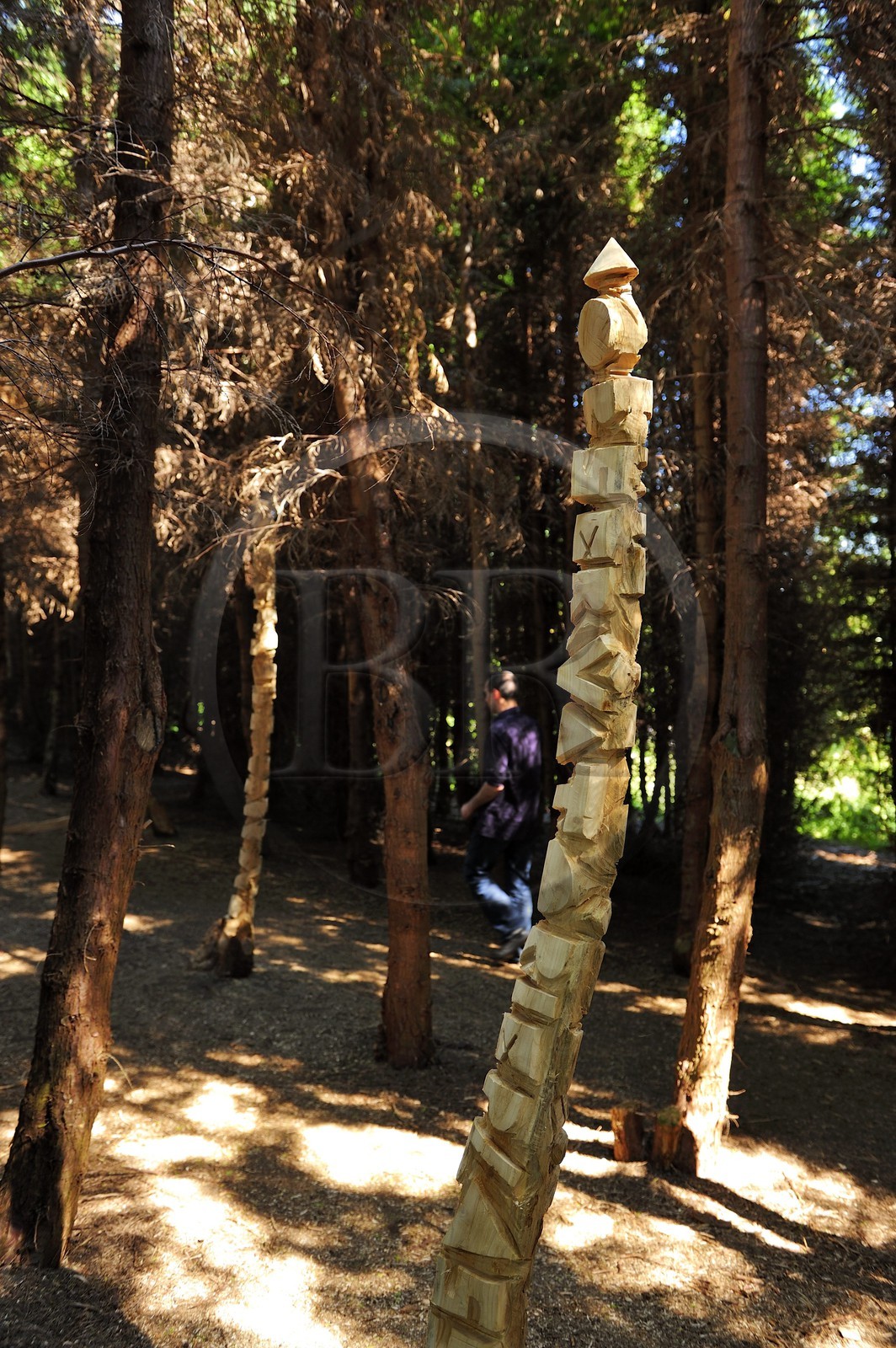 Norvège, Rogaland, région de Stavanger, Land Art sur l'île de Bru (Stavanger 2008), Forest of Words de Jorn Ronnau et Torild Wardenaer