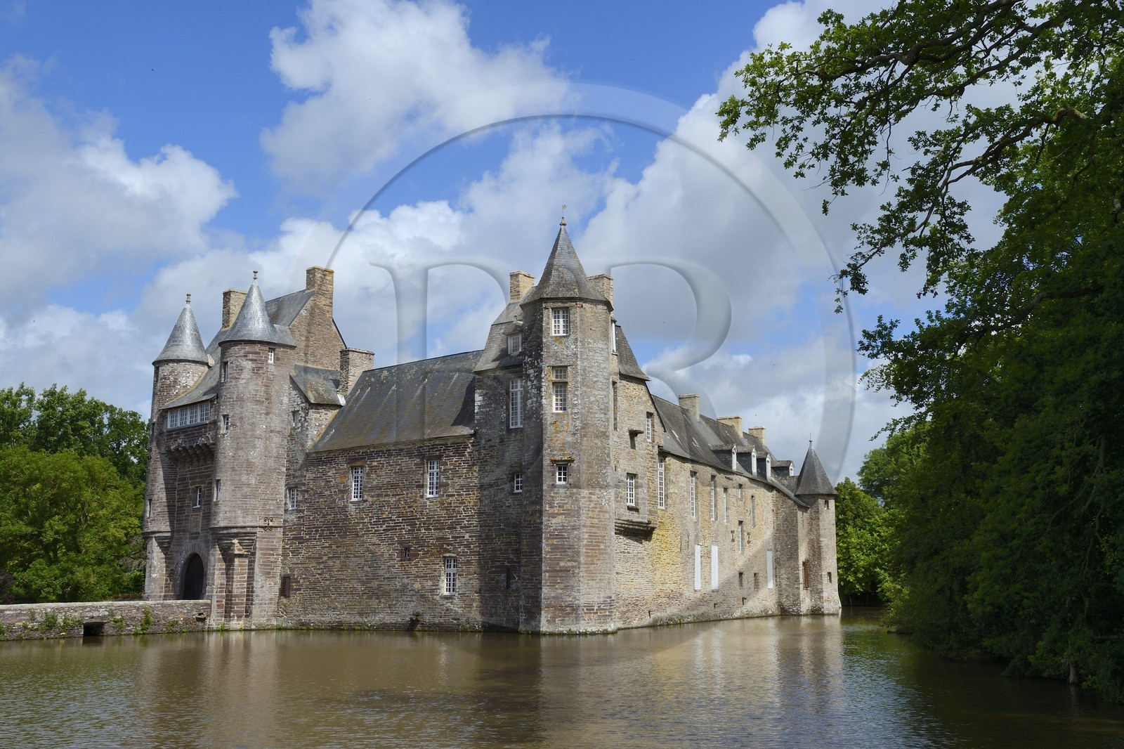 France, Morbihan (56), forêt de Brocéliande, château de Trécesson, lieu de la légende de la Dame Blanche