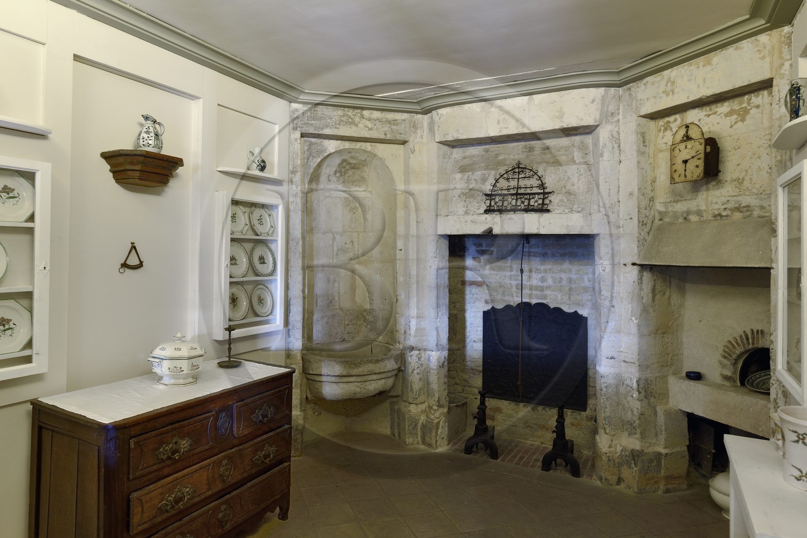 France, Seine-Maritime (76), Le Havre, quartier Saint-François dit quartier Breton,  la Maison de l'Armateur du XVIIIe siècle, la cuisine