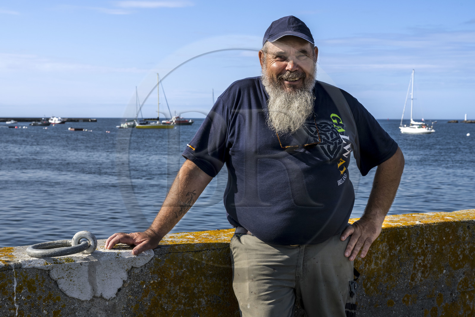 France, Finistère, Iroise Sea, Molene Island, Guy Rocher, president of the SNSM station of Molene on the fishing port