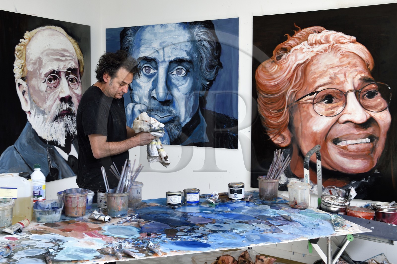 France, Val-de-Marne, Yvry-sur-Seine, Workshop of Fred Kleinberg, Work in progress of the exhibition We can be Heroes