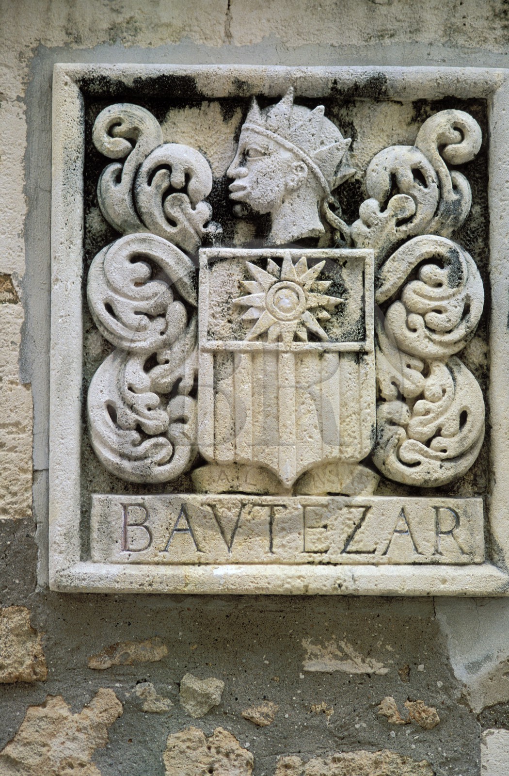 France, Bouches du Rhone, Les Baux de Provence village, labelled Les Plus Beaux Villages de France (The Most Beautiful Villages of France), representation of king Balthazar