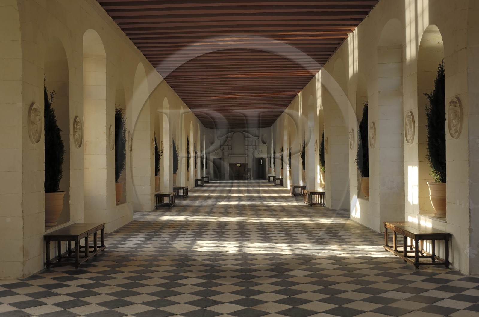 France, Indre-et-Loire (37), château de Chenonceau, la grande galerie