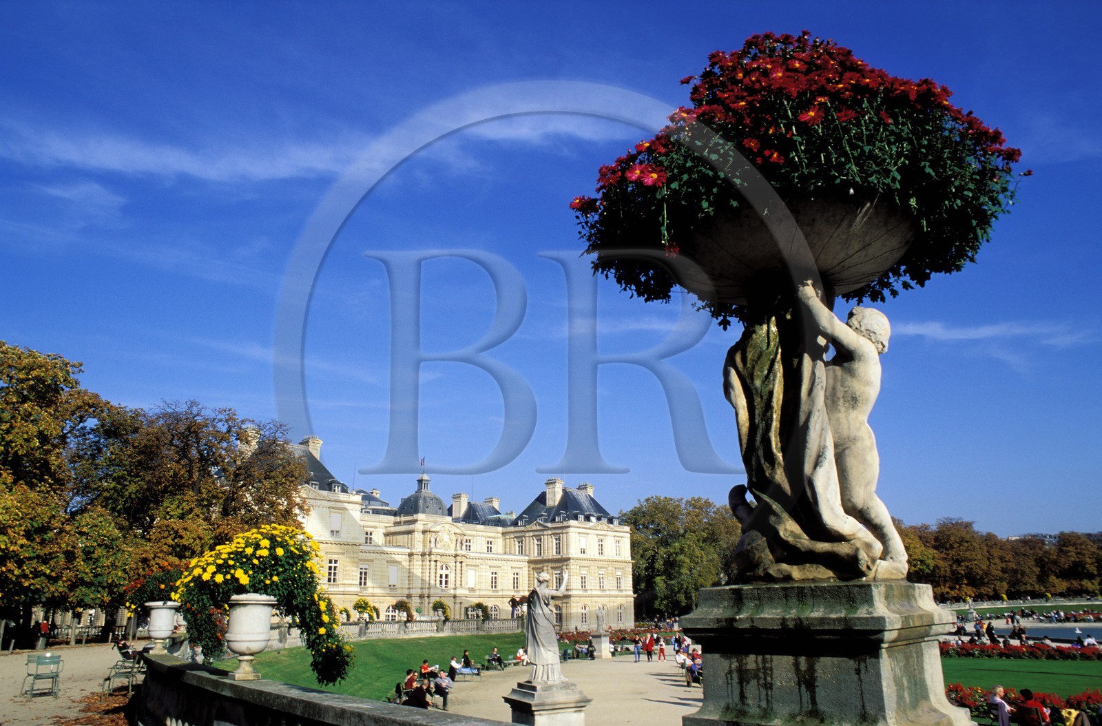 France, Paris (75), le jardin du Luxembourg et le Sénat (Palais du Luxembourg)