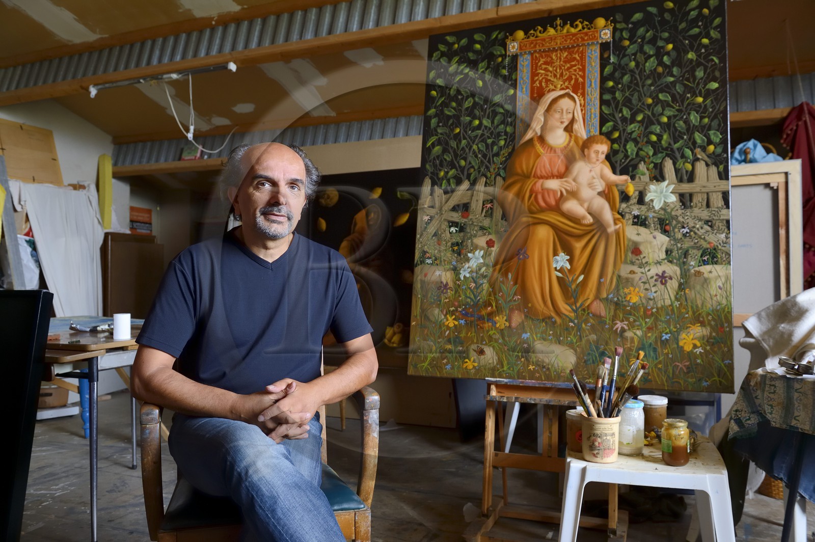 France, Corse-du-Sud (2A), village de Villanova près d'Ajaccio, le peintre Mario Sépulcre