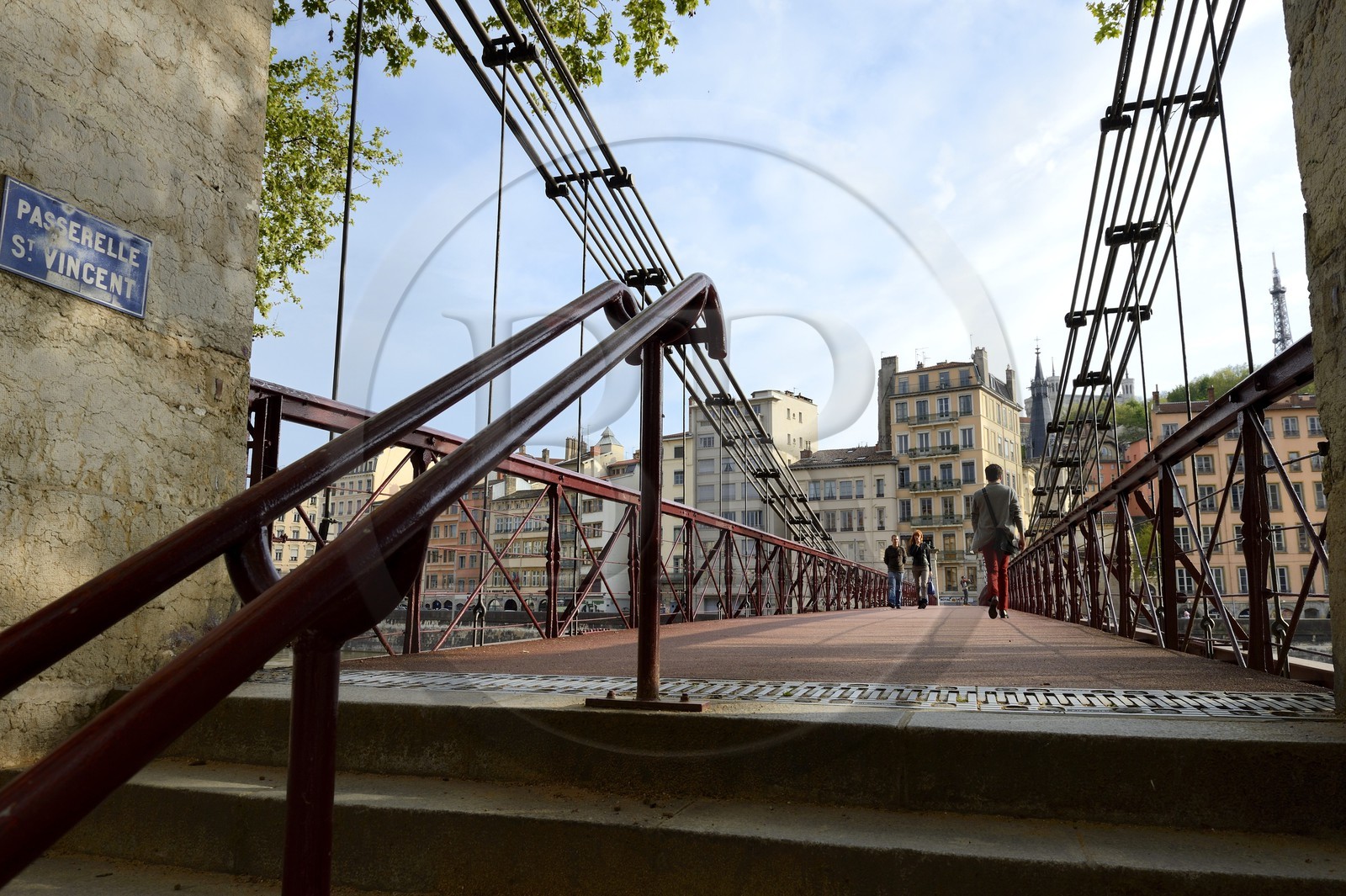 France, Rhone, Lyon, historical site listed as World Heritage by UNESCO, Quai Bondy and the Saint Vincent Footbridge over the Saone River