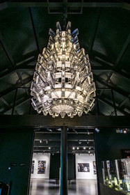 France, Bas-Rhin, Wingen-sur-Moder, Lalique museum, monumental crystal chandelier from 1951 created by Marc Lalique, measuring nearly 3 meters high and weighing 1.6 tons