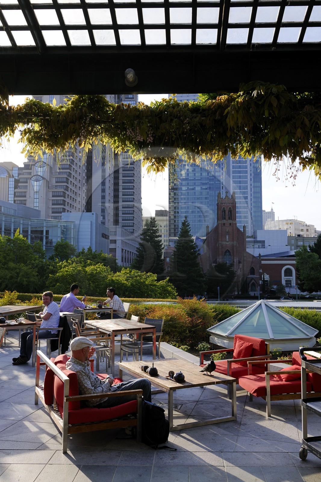 Etats-Unis, Californie, San Francisco, salon de thé des Yerba Buena Gardens dans le quartier de South Of Market