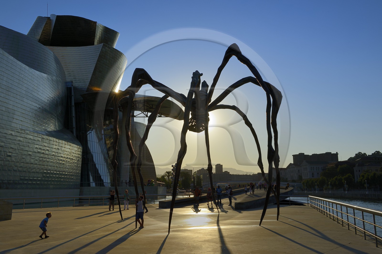 Espagne, Biscaye, Pays Basque espagnol, Bilbao, le musée Guggenheim de l'architecte Frank Gehry et la sculpture en forme d' Araignée de Louise Bourgeois intitulée Maman